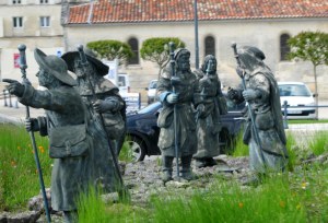 Statues of Pilgrims on the Santiago de Compostela pilgrimage road